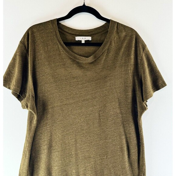 IRO Womens Shirt Green Steirospe Lace Back Tee Linen Short Sleeve Grunge Large - Picture 3 of 9